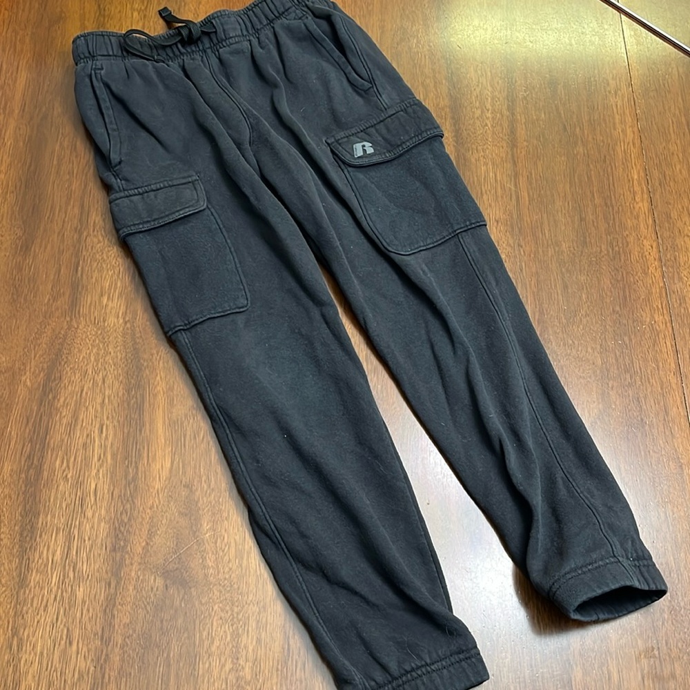Youth boys size large 10–12 black cargo joggers
